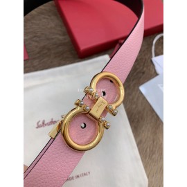 Ferragamo New Cowhide Pure Copper Buckle 25mm Belt For Women Pink