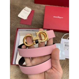 Ferragamo New Cowhide Pure Copper Buckle 25mm Belt For Women Pink