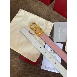 Ferragamo Cowhide Pure Copper Buckle 25mm Belt For Women Pink