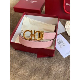 Ferragamo Cowhide Pure Copper Buckle 25mm Belt For Women Pink