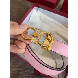 Ferragamo Cowhide Pure Copper Buckle 25mm Belt For Women Pink