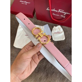 Ferragamo Cowhide Pure Copper Buckle 25mm Belt For Women Pink