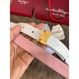Ferragamo Cowhide Pure Copper Buckle 25mm Belt For Women Pink