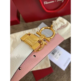 Ferragamo Cowhide Pure Copper Buckle 25mm Belt For Women Pink
