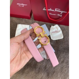 Ferragamo Cowhide Pure Copper Buckle 25mm Belt For Women Pink