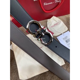 Ferragamo Fashion Cowhide Pure Copper Buckle 35mm Black Belt 