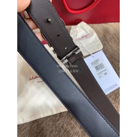 Ferragamo Fashion Cowhide Pure Copper Buckle 35mm Black Belt 