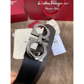 Ferragamo Fashion Cowhide Pure Copper Buckle 35mm Black Belt 