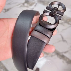 Ferragamo Double Side Cowhide Pure Copper Buckle 35mm Belt 