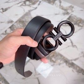 Ferragamo Double Side Cowhide Pure Copper Buckle 35mm Belt 