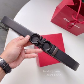 Ferragamo Double Side Cowhide Pure Copper Buckle 35mm Belt 