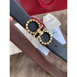 Ferragamo Double Side Cowhide Gold Pure Copper Buckle 35mm Belt 