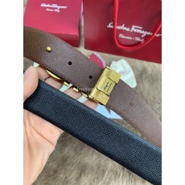 Ferragamo Double Side Cowhide Gold Pure Copper Buckle 35mm Belt 