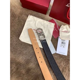 Ferragamo Double Side Cowhide Silver Pure Copper Buckle 35mm Belt 