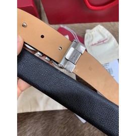 Ferragamo Double Side Cowhide Silver Pure Copper Buckle 35mm Belt 