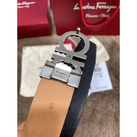 Ferragamo Double Side Cowhide Silver Pure Copper Buckle 35mm Belt 