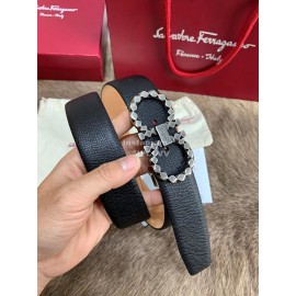 Ferragamo Double Side Cowhide Silver Pure Copper Buckle 35mm Belt 