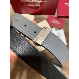 Ferragamo Double Side Cowhide Pure Copper Buckle 35mm Belt Black