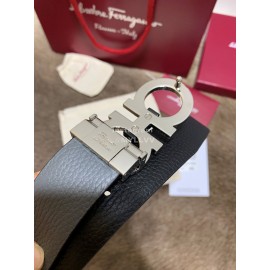 Ferragamo Double Side Cowhide Pure Copper Buckle 35mm Belt Black