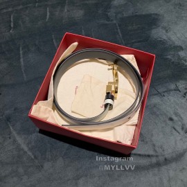 Ferragamo Double Side Cowhide Pure Copper Gancio Buckle 25mm Belt White