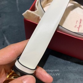 Ferragamo Double Side Cowhide Pure Copper Gancio Buckle 25mm Belt White