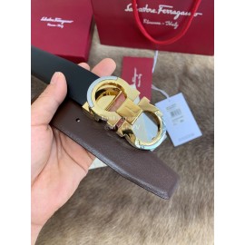 Ferragamo Calf Leather Pure Copper Buckle 35mm Belt Black