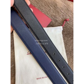 Ferragamo Calf Leather Silver Pure Copper Buckle 35mm Belt