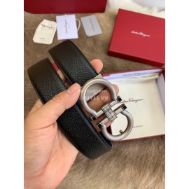 Ferragamo Calf Leather Silver Pure Copper Buckle 35mm Belt