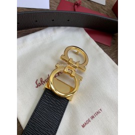 Ferragamo New Calf Leather Pure Copper Gold Buckle 35mm Belt