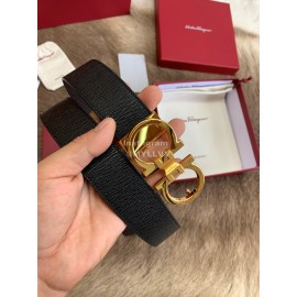 Ferragamo New Calf Leather Pure Copper Gold Buckle 35mm Belt