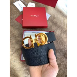 Ferragamo New Calf Leather Pure Copper Gold Buckle 35mm Belt