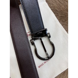 Ferragamo New Calf Leather Pure Copper Black Pin Buckle 35mm Belt