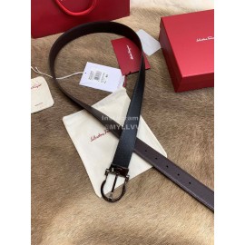 Ferragamo New Calf Leather Pure Copper Black Pin Buckle 35mm Belt