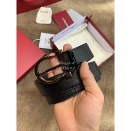 Ferragamo New Calf Leather Pure Copper Black Pin Buckle 35mm Belt