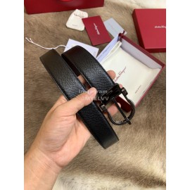 Ferragamo New Calf Leather Pure Copper Black Pin Buckle 35mm Belt