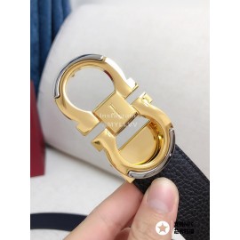 Ferragamo New Calf Leather Pure Copper Gold Gancini Buckle 35mm Belt