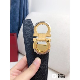 Ferragamo New Calf Leather Pure Copper Gold Gancini Buckle 35mm Belt