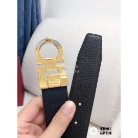 Ferragamo New Calf Leather Pure Copper Gold Gancini Buckle 35mm Belt