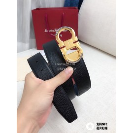 Ferragamo New Calf Leather Pure Copper Gold Gancini Buckle 35mm Belt