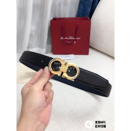 Ferragamo New Calf Leather Pure Copper Gold Gancini Buckle 35mm Belt