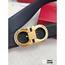 Ferragamo New Calf Leather Pure Copper Gold Gancini Buckle 35mm Belt