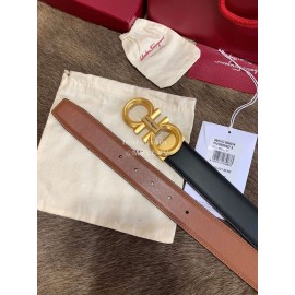 Ferragamo Fashion Calf Leather Pure Copper Gold Buckle 35mm Belt