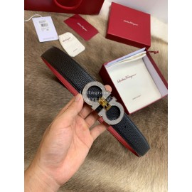 Ferragamo Fashion Calf Leather Silver Pure Copper Buckle 35mm Belt