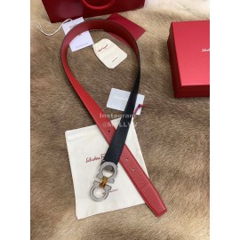 Ferragamo Fashion Calf Leather Silver Pure Copper Buckle 35mm Belt