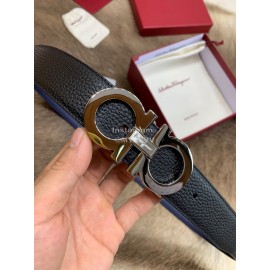 Ferragamo Fashion Calf Leather Pure Copper Gun Color Buckle 35mm Belt