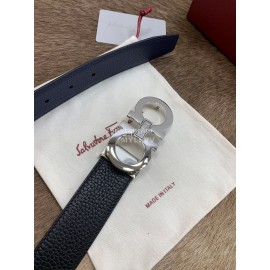 Ferragamo Fashion Calf Leather Pure Copper Gun Color Buckle 35mm Belt