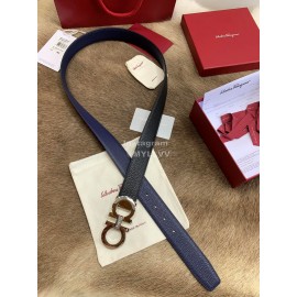 Ferragamo Fashion Calf Leather Pure Copper Gun Color Buckle 35mm Belt