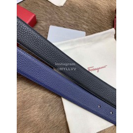 Ferragamo Fashion Calf Leather Pure Copper Gun Color Buckle 35mm Belt