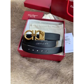 Ferragamo Cowhide Pure Copper Buckle 25mm Belt For Women Black