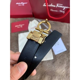 Ferragamo Cowhide Pure Copper Buckle 25mm Belt For Women Black